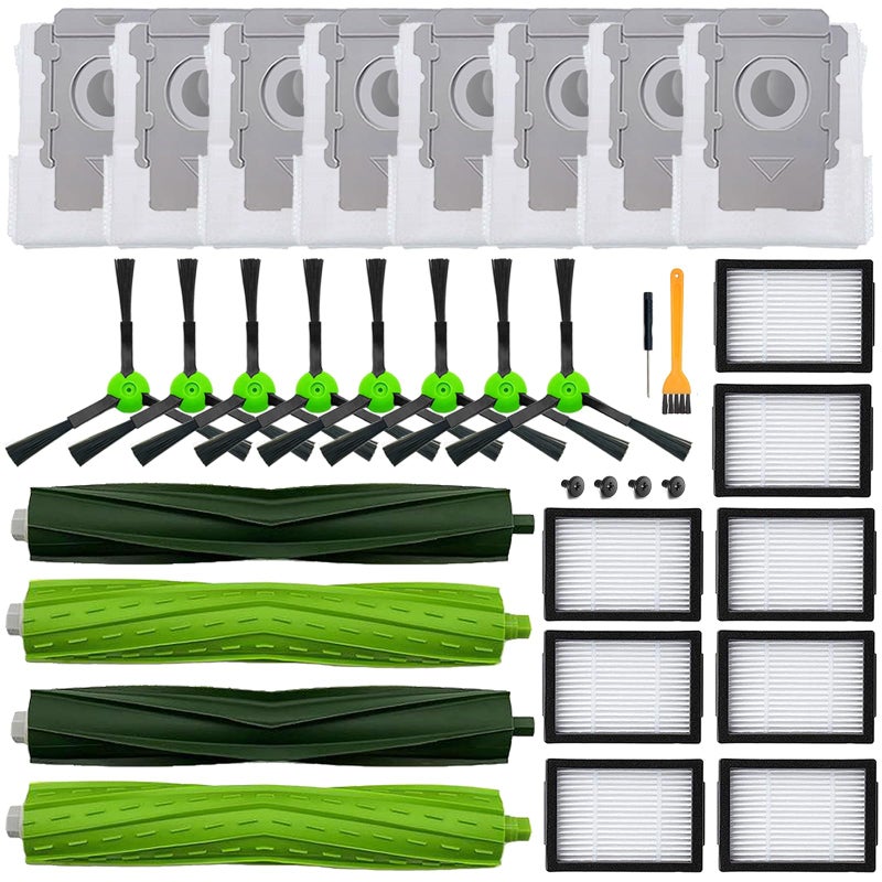 Bvhonwe 26 Pack Replacement Parts Accessories Compatible for iRobot Roomba i3 i3+ i7 i7+ i4 i6 i6+i8 i8+/Plus E5 E6 E7 J7 i5+j5+ I,E&J Series Vacuum Cleaner 2 Roller Brush & 8 Filters & 8 Side Brushes &8 bags - Image 1